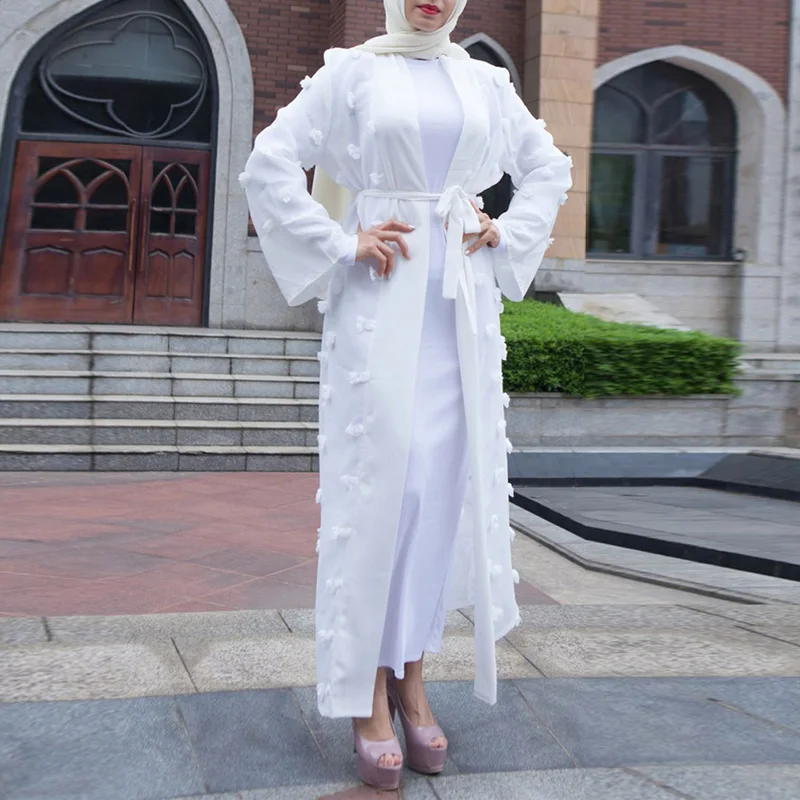 Дубай стиль халат кардиган Пляж серый призвание кружева цветок Открытый абайя