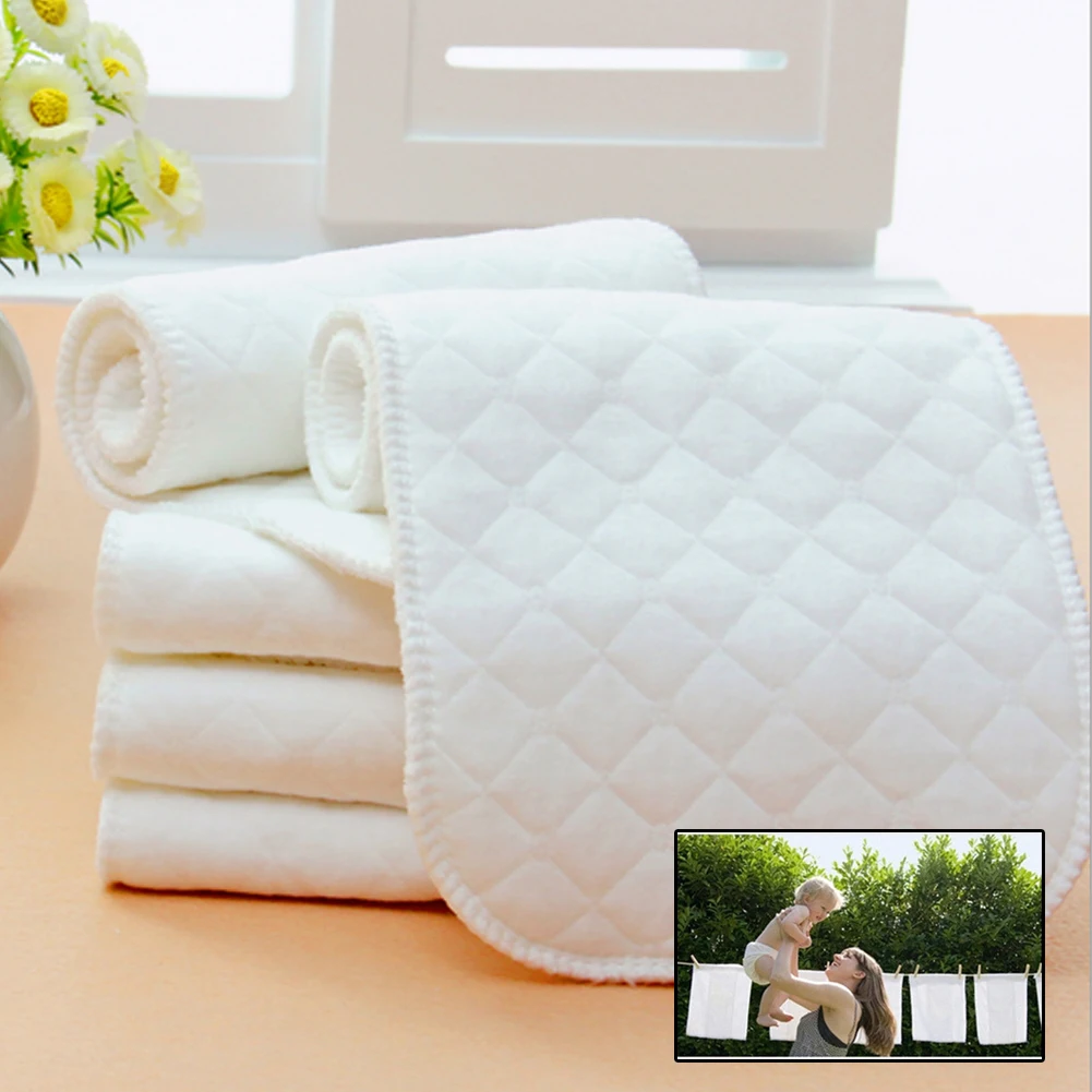 1pc/5pcs Reusable baby Diapers Cloth Diaper Inserts 1 piece 3 Layer Insert Cotton Washable Baby Care Products Hot Sale