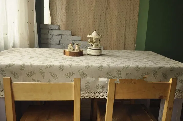 Pastoral Style Linen Tablecloth Leave Pattern Table Cloth Zakka Tablecloths For Picnic And Home Decoration # 85 | Дом и сад