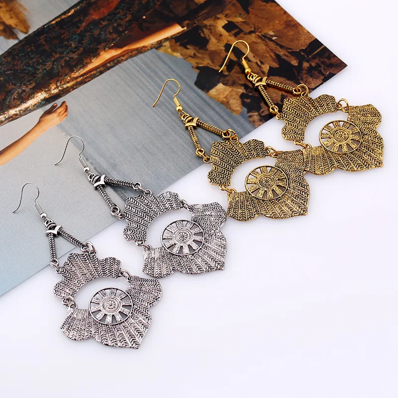 2017 Модные Винтажные длинные Этнические богемные серьги для женщин Висячие