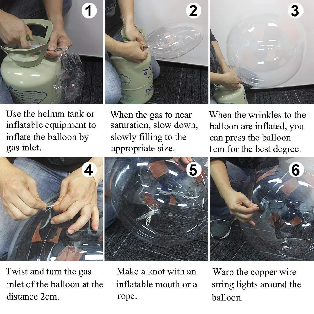3 шт многоразовые светящиеся светодиодные воздушные шары прозрачные круглые