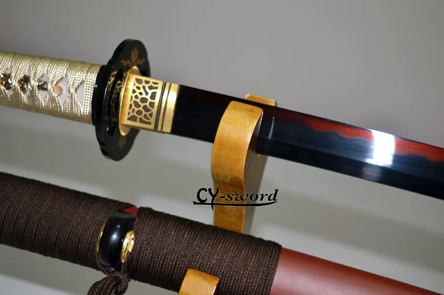 Глина закаленная строительная сталь черная лезвие katana Красный Хамон настоящий