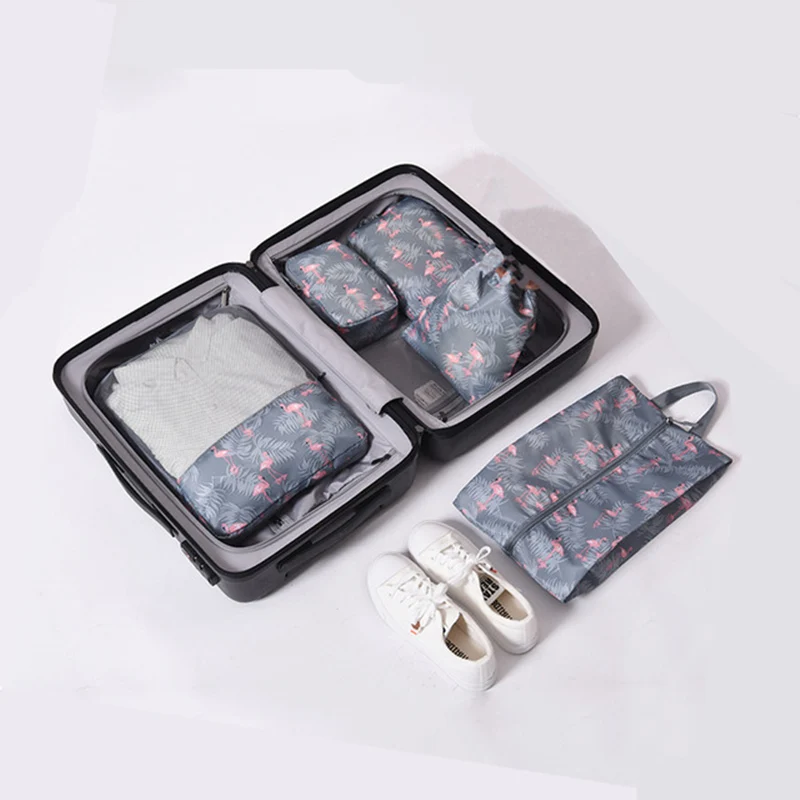 5pcs Gray flamingo Не пропустите высокое качество 5 шт./компл. путешествия трусы в форме мешочка Организатор Cube Портативный туалетные принадлежности Чемодан хранения - Цвет: 5pcs Gray flamingo