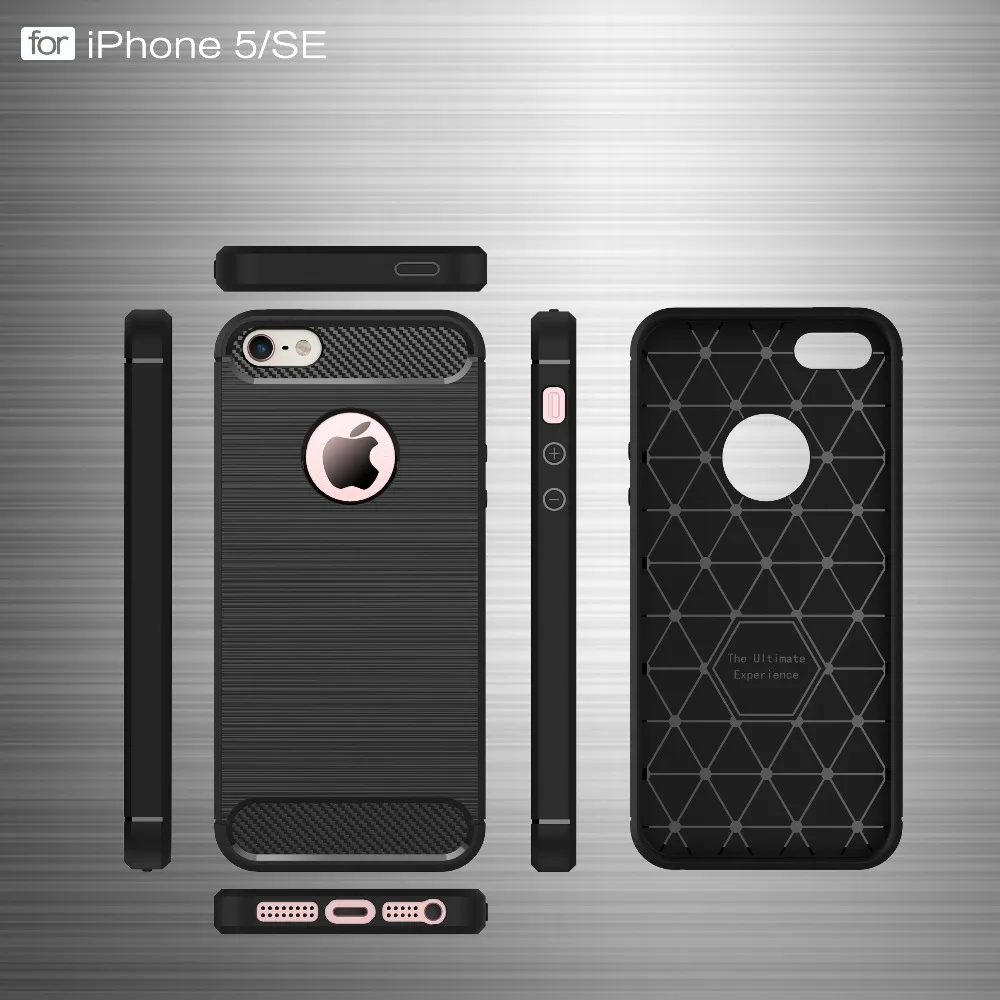 Роскошный чехол для телефона из углеродного волокна s iPhone 5 мягкого ТПУ 5se чехла 5S