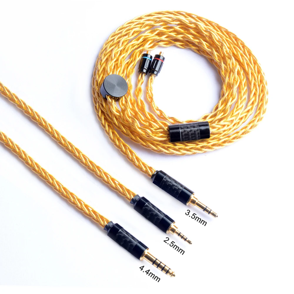 

OKCSC MMCX Cable 8 Cores Single Crystal Copper Gold Plated Updated Cable 2Pin Connector 2.5/3.5/4.4mm Balanced Plug for SE215