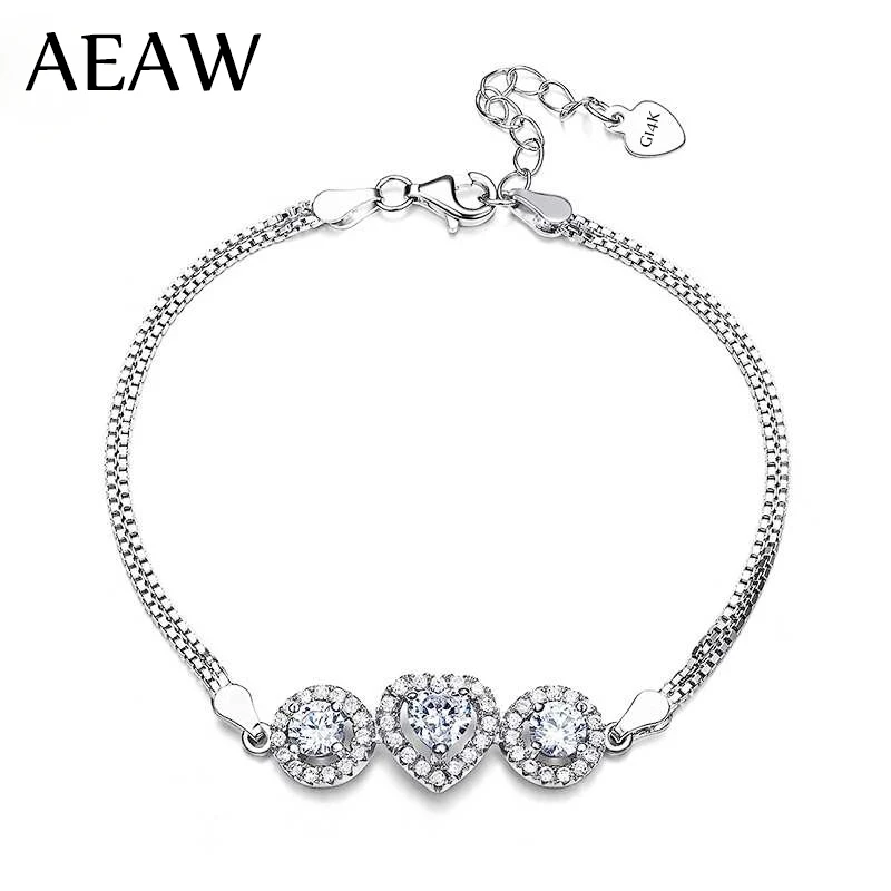 Браслет AEAW из твердого золота 14 к Moissanite Lab бриллиантовый браслет DF цвета 6 мм