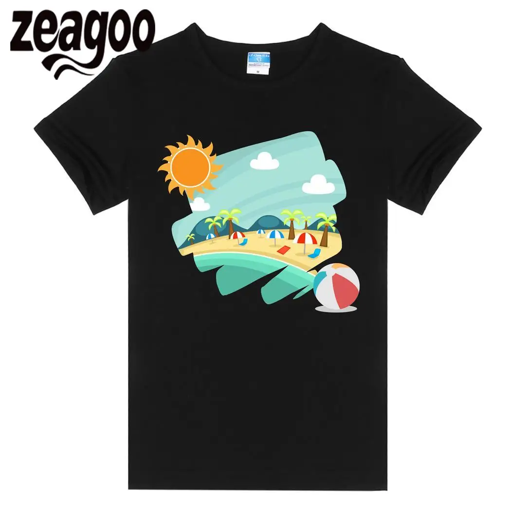 Zeagoo короткие Повседневное с круглым вырезом Для женщин рукавами футболка