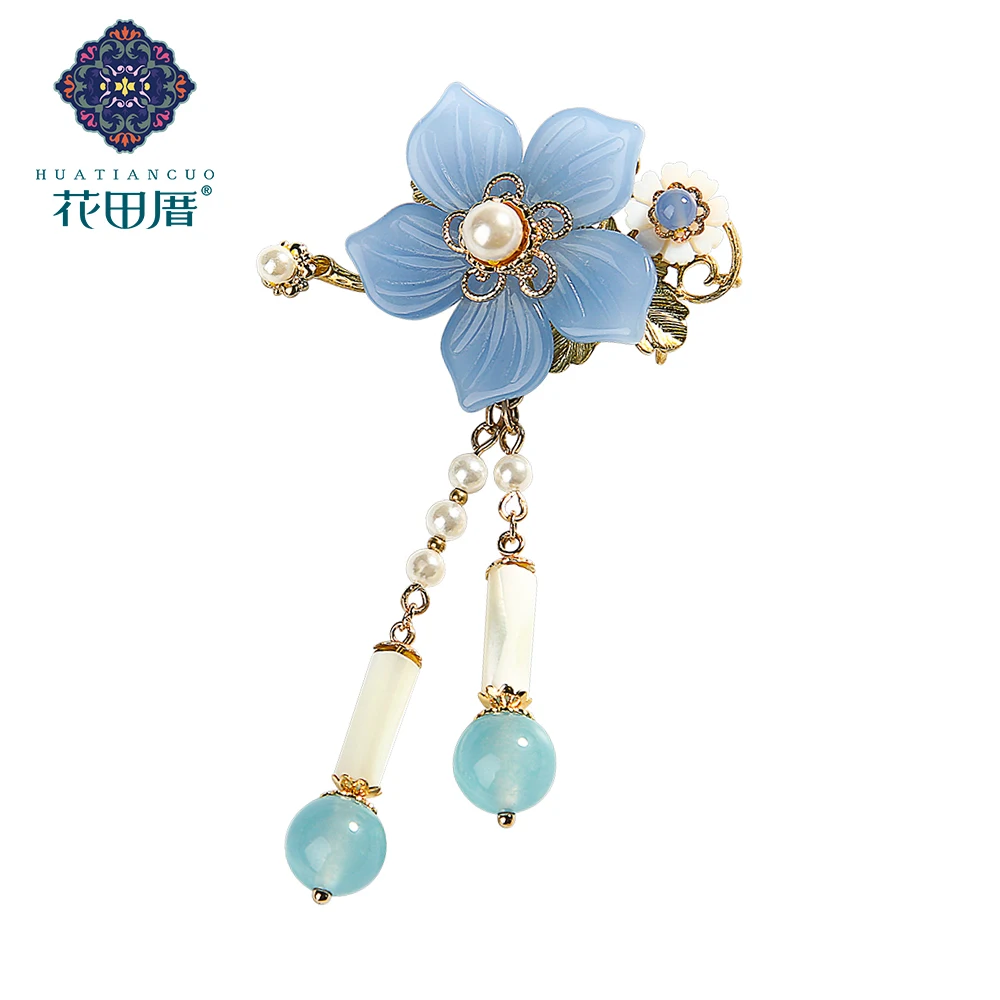 

Ethnic Handmake Lampwork Flower pendant Brooches for Women Shell Flower Pearl Tassel Brooch for Women XZ18122