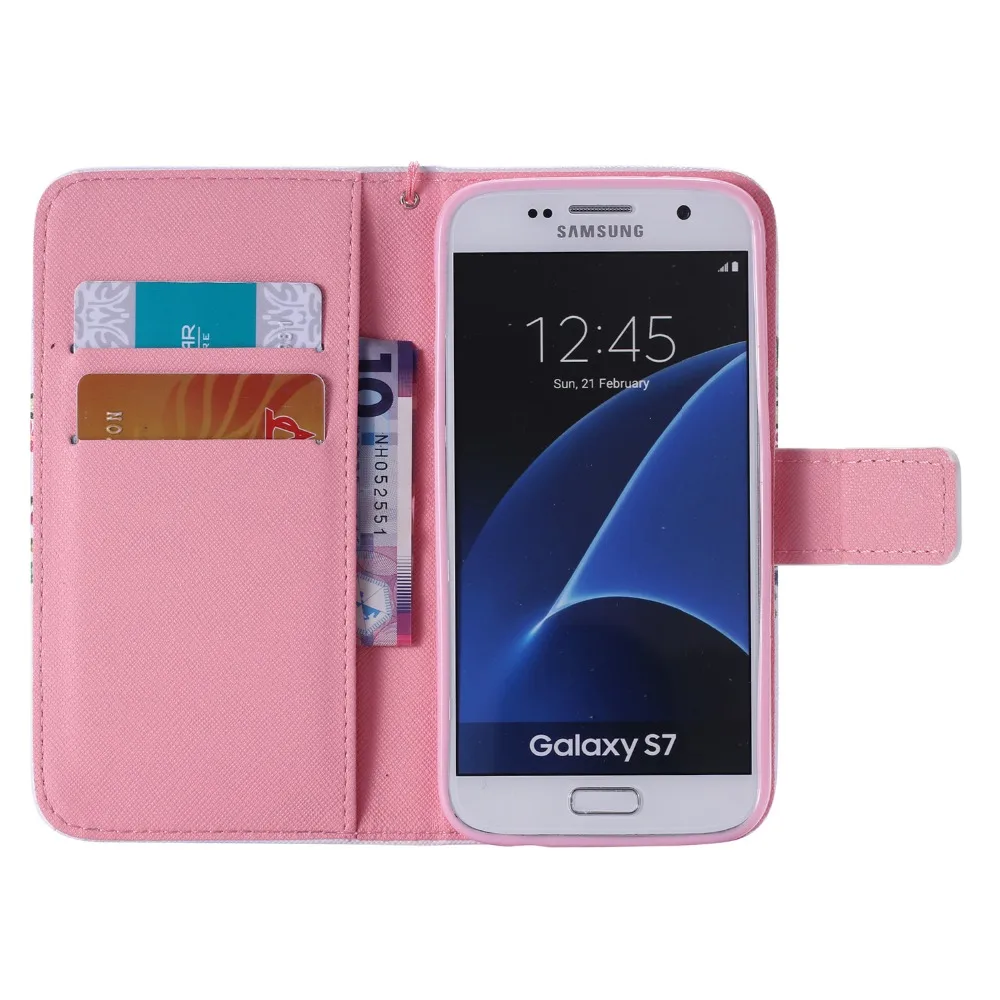 Милый мультяшный милый кошелек с девушкой кожаный чехол книжка ремешком для Samsung