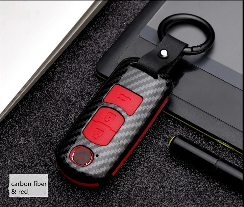 Car ABS Carbon Fiber Key Cover Case Holder For Mazda 2 3 5 6 8 Atenza CX5 CX-7 CX-9 MX-5 RX Remout Smart Buttons Shell | Автомобили и