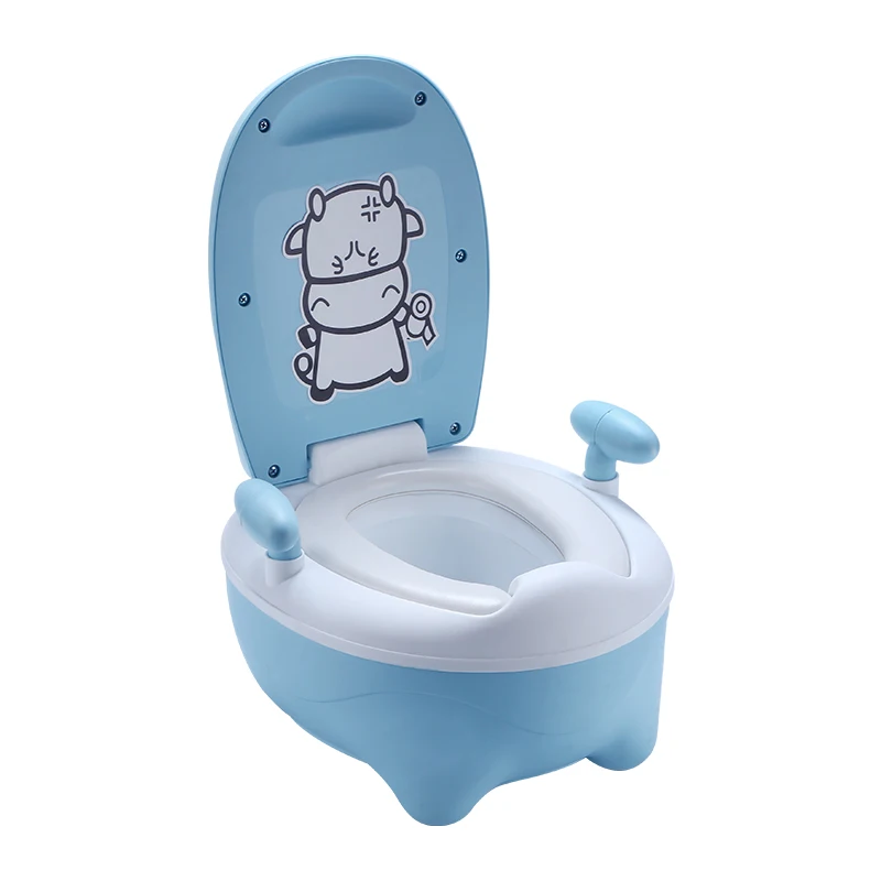 blue with cushion Детский горшок для унитаза, тренировочное сиденье, мягкая подушка, для малышей, писк, дорожный горшок, тренажер, портативный Детский горшок, стул, писсуар для младенцев, горшок - Цвет: blue with cushion