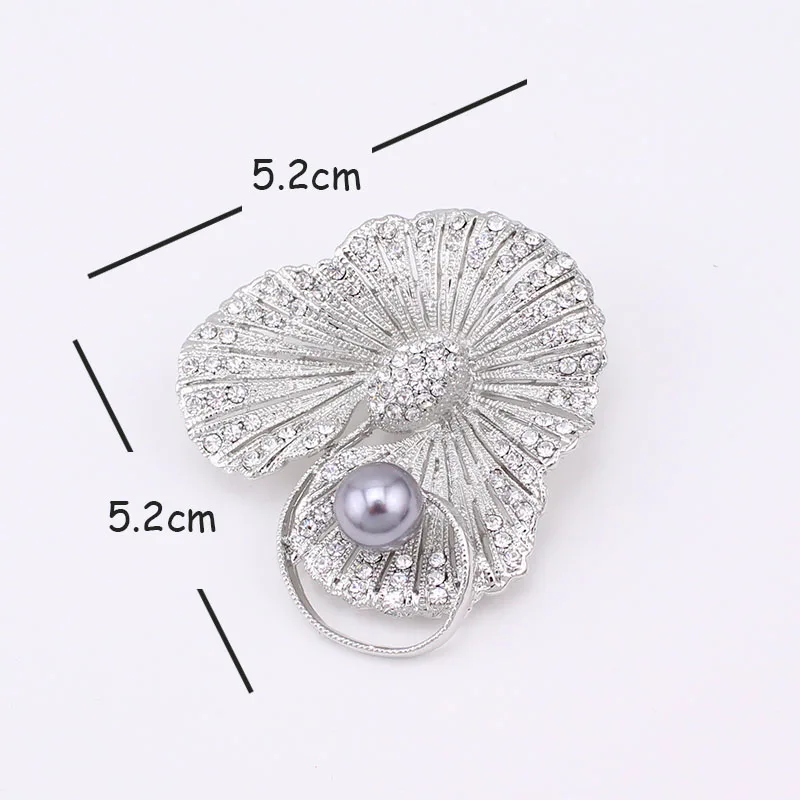 Crystal Rhinestone Simulated Pearl Feather Wedding Flower Pin Brooch Elegant New Vintage Round Shape Bright Jewelry BH8254 | Украшения и