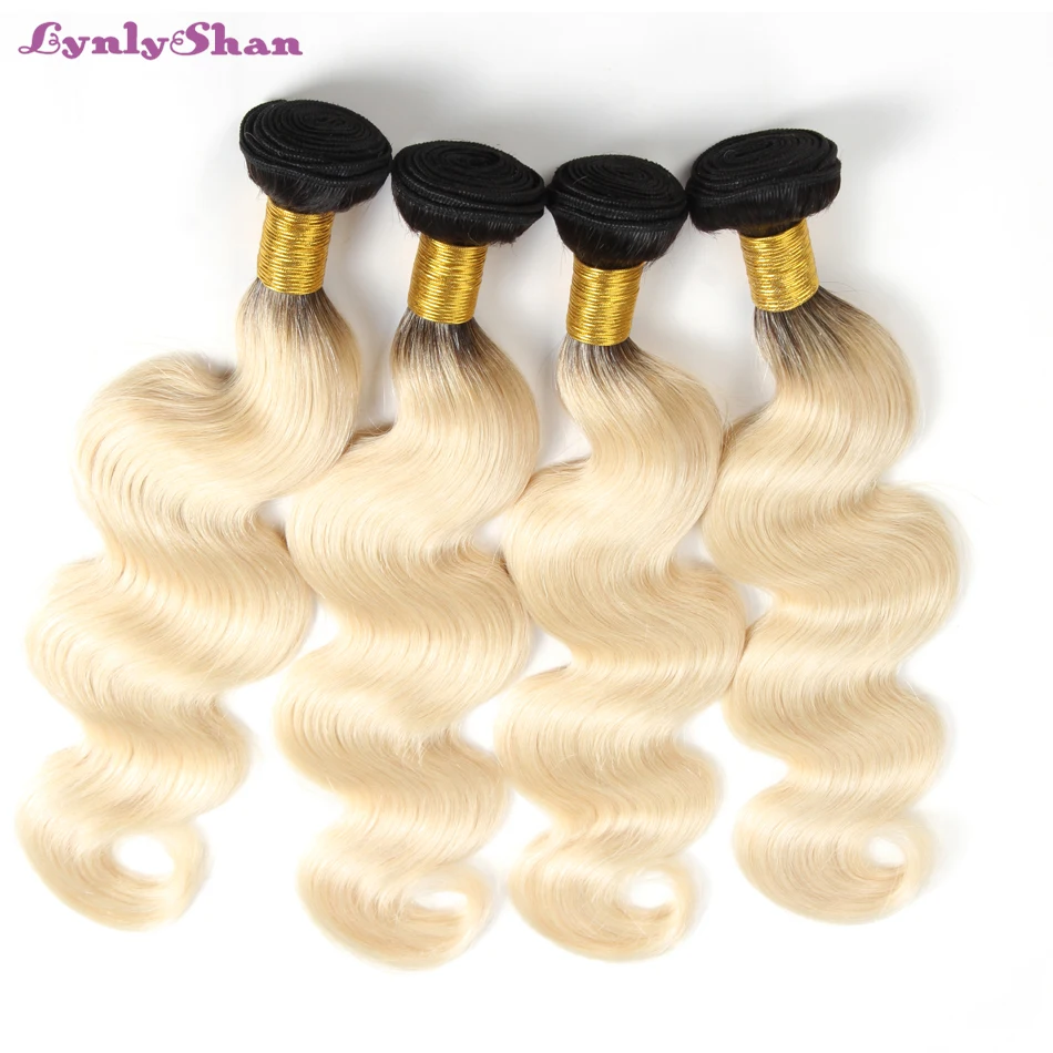 Индийские волосы плетение пучки 2 тона темные корни Омбре светлые 3/4 с закрытием