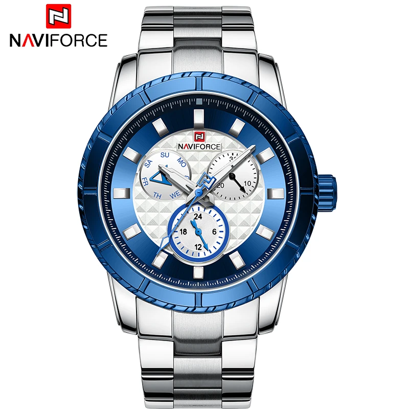 Часы NAVIFORCE мужские деловые кварцевые нержавеющая сталь 24 часа|Кварцевые часы| |
