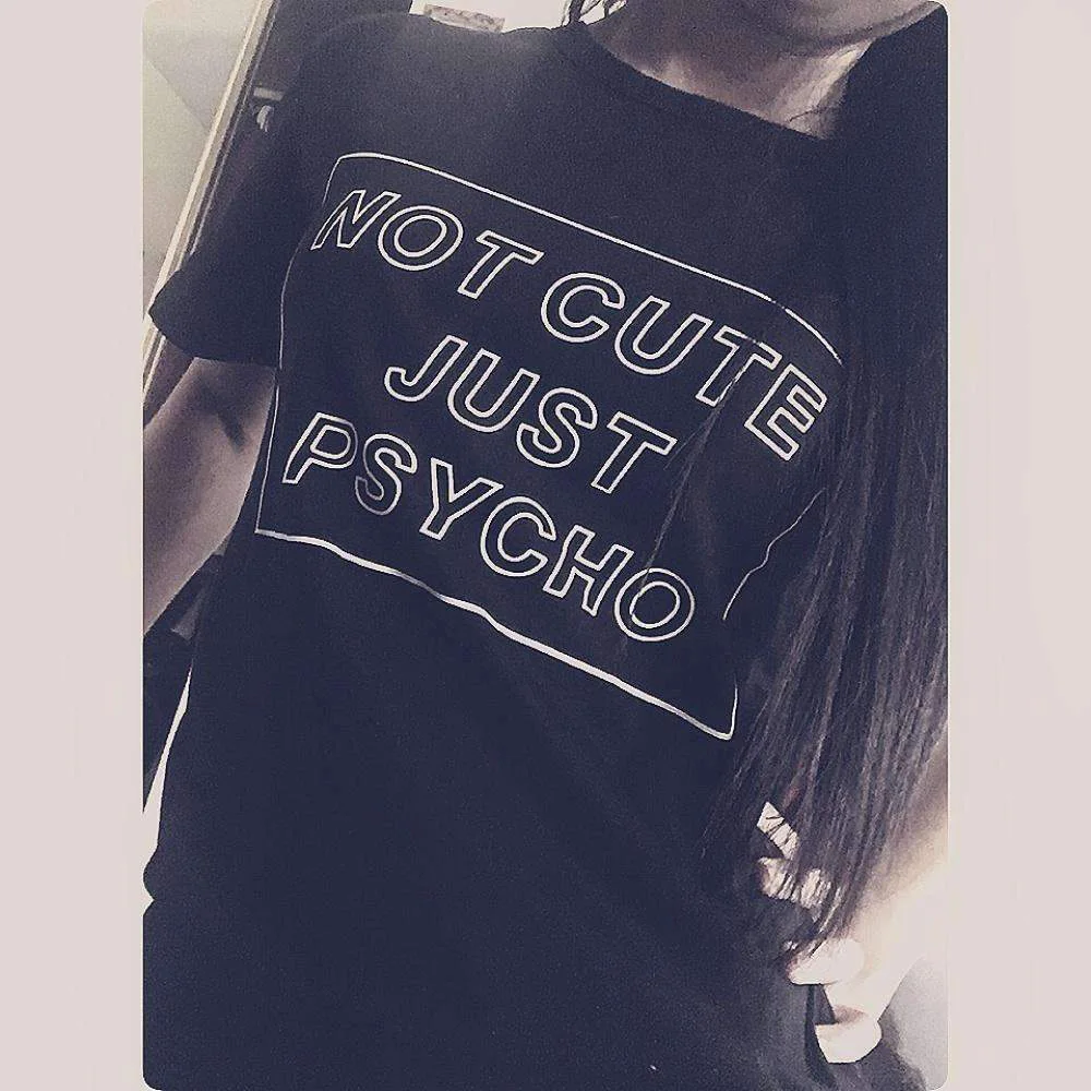 Женская классная футболка в стиле гранж с надписью Not Cute Just psytumblr модные женские