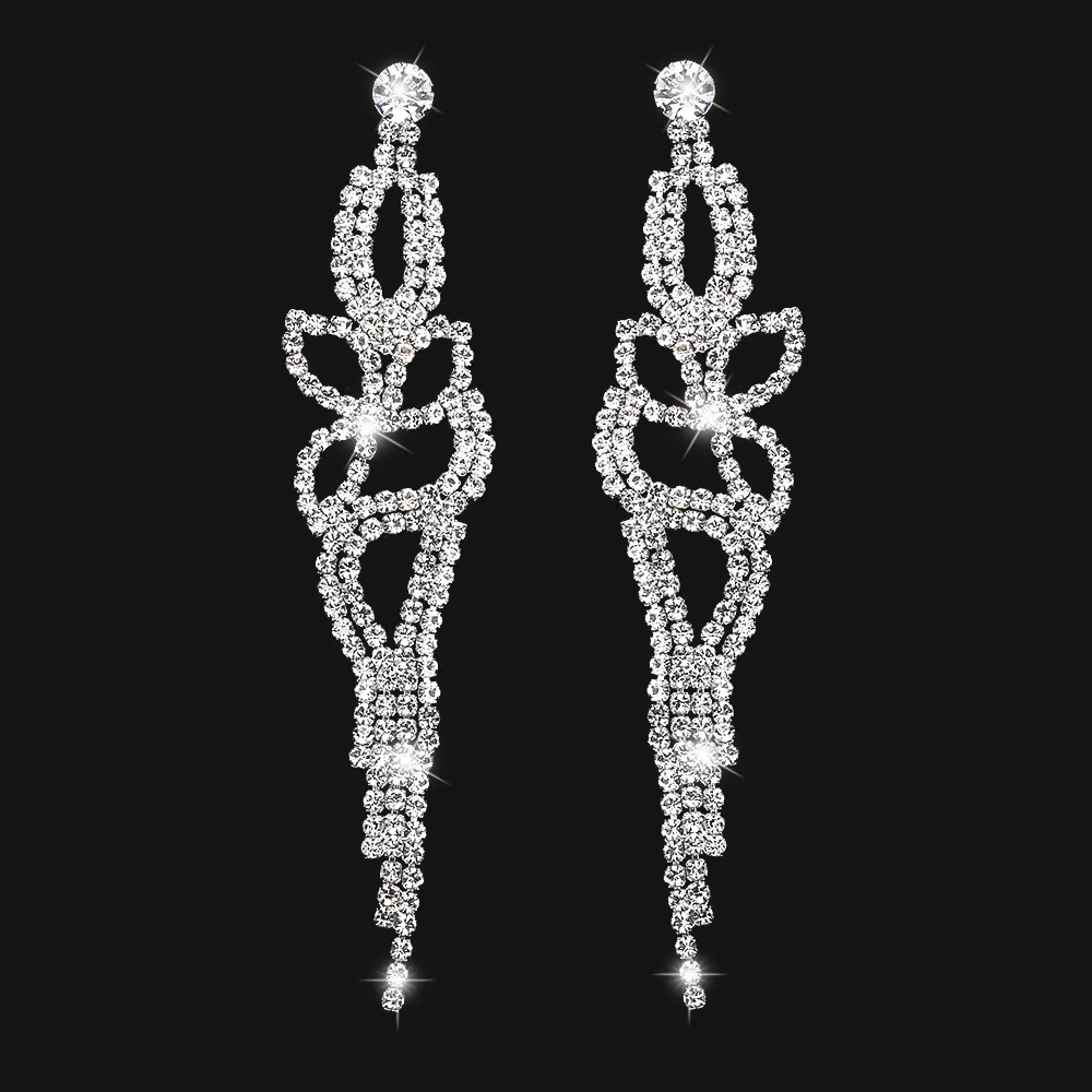style 17--9.5cm TREAZY, Длинные свадебные Висячие Серьги серебряного цвета с кристаллами для женщин, стразы, кисточки, висячие серьги, подарки для невесты, вечерние ювелирные изделия - Окраска металла: style 17--9.5cm