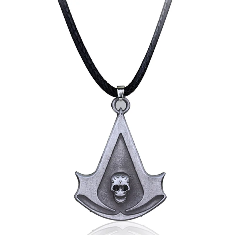 Assassins Creed ожерелье с кулоном череп скелет ожерелья чокер длинный Chian Bijoux для
