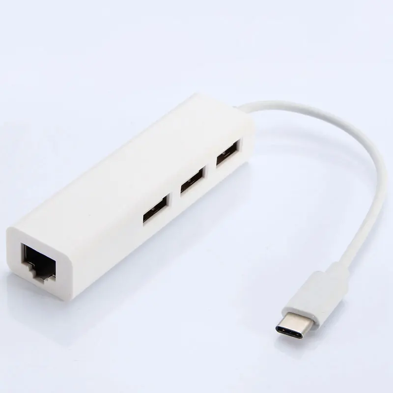 Новинка 3 порта USB Type-C 3. Хаб для быстрой сети Ethernet + 2 0 100 Мб RJ45 LAN адаптер Проводная