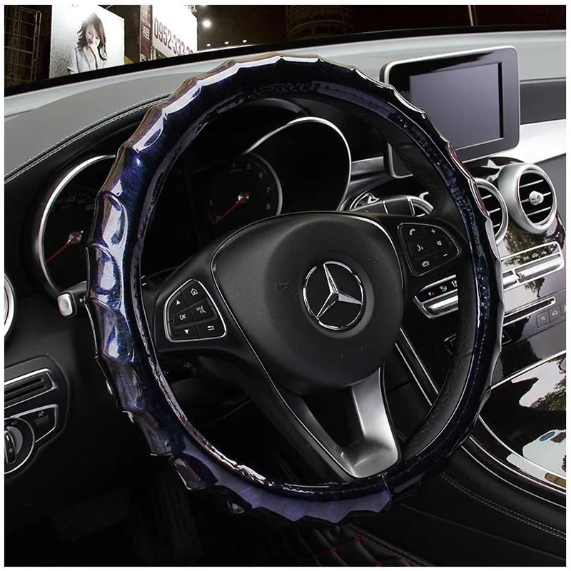 

37-38CM New Car Steering Wheel Cover Artificial Leather Steering-Wheel Covers Breathable Fabric Braid Auto Accessories Universal