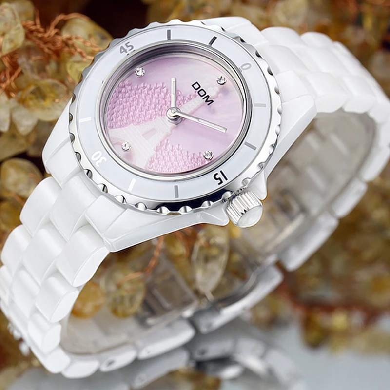 DOM женские часы люксовый бренд водонепроницаемые керамические медсестры