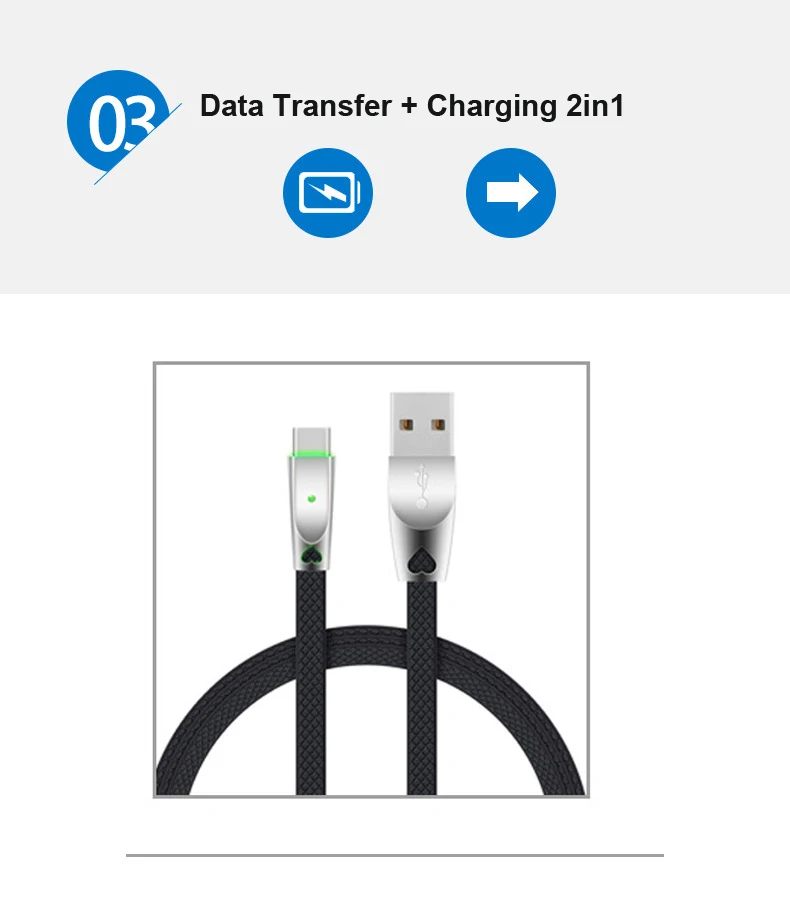Кабель EtopLink USB Type-C нейлоновый плоский для передачи данных с медным проводом со