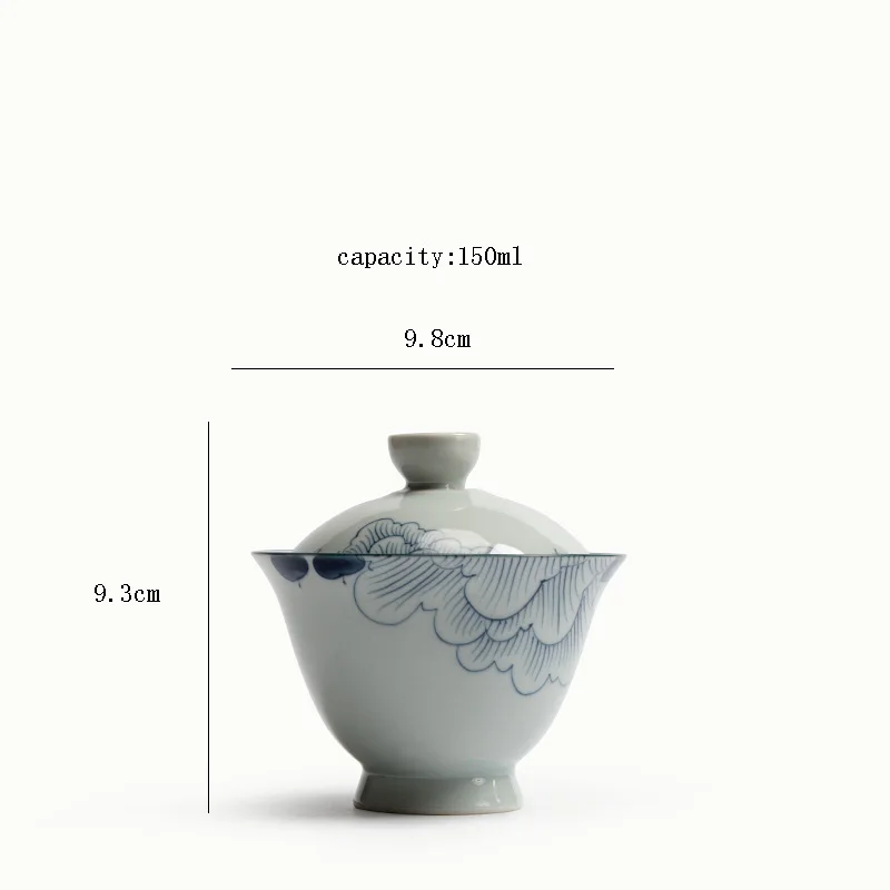 C 150 ML японском стиле Винтаж ручная роспись узор Керамика фарфор гайвань Cha hai Drinkware Чёрный чай Крышка для чайника горшок набор блюдец - Цвет: C