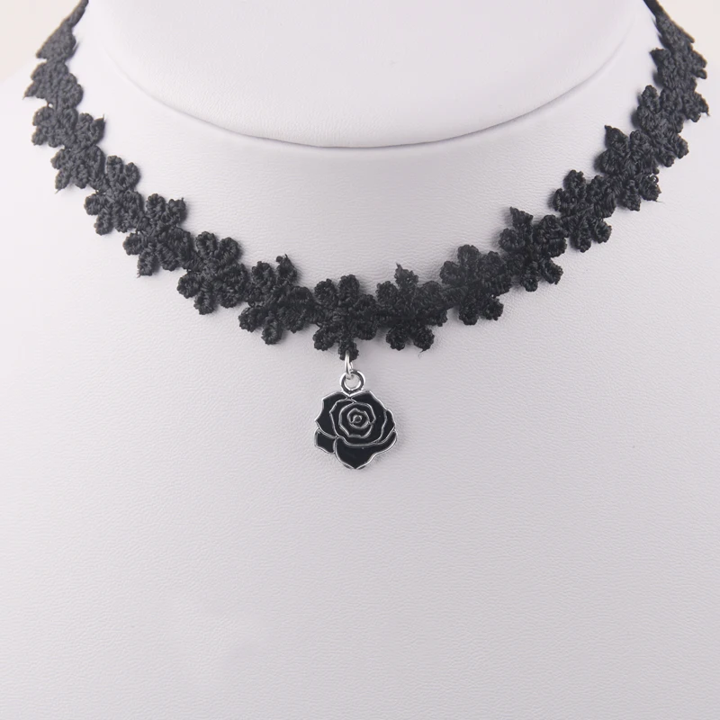 Black velvet choker ожерелье для женщин вырос цветок заявление ожерелья и кулоны bijoux collier