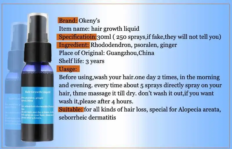 Brand Okeny yuda pilatory stop hair loss fast growth products for men and women essence Growth recovery 30 ml | Красота и здоровье
