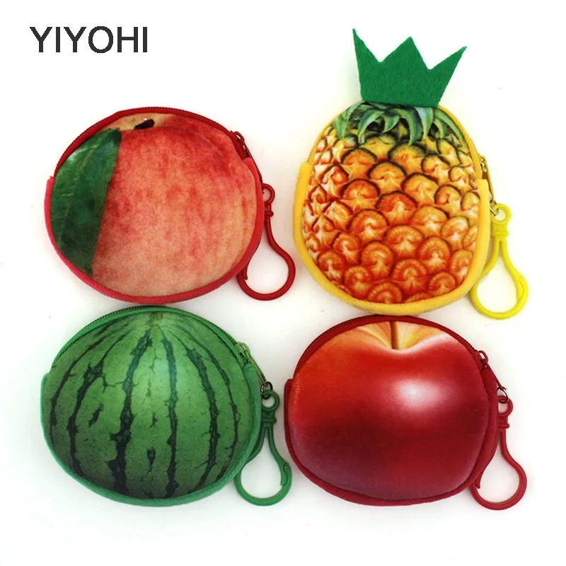 

YIYOHI, новые аксессуары для сумок, кошельки для монет, кошелек для женщин с 3D принтом фруктов, новинка, модная милая маленькая сумка на молнии с...
