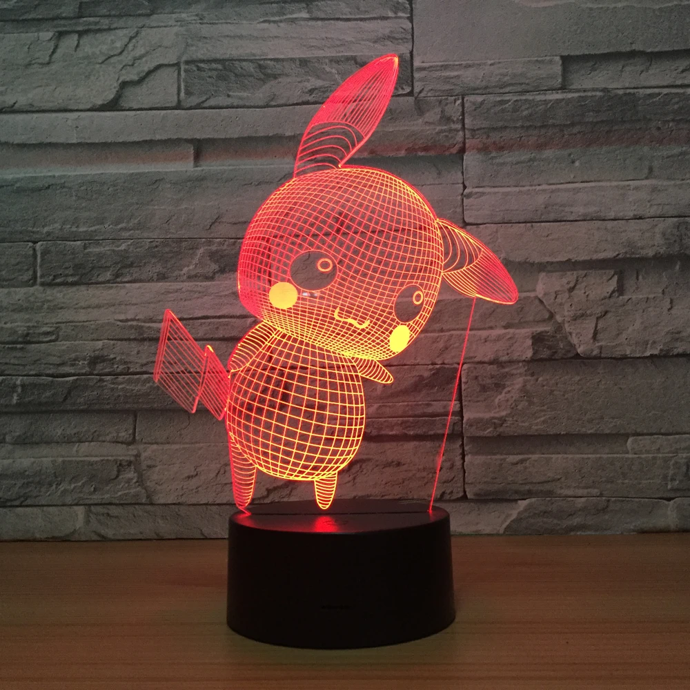 Kawaii Покемон го Пикачу 3D ночные огни атмосфера настроения лампа Мега сенсорный