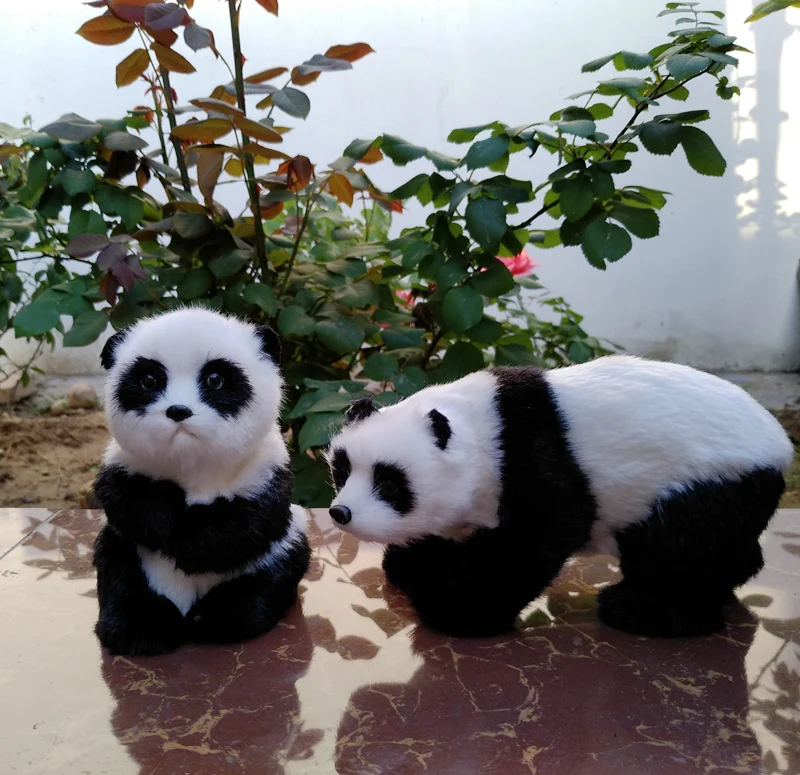 simulation panda hard model polyethylene&ampfurs standing and sitting pandas one lot/ 2 pcs prop home decoration gift s2275 | Игрушки и