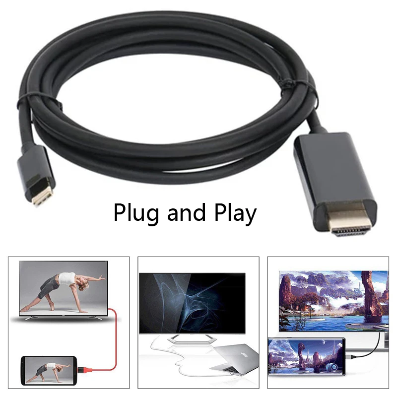Кабель HDMI типа C к телевизору HD ТВ проектор Шнур адаптер для Macbook LG G5 samsung Galaxy S10 S10e S9 S8 Plus Note8 9 Note10