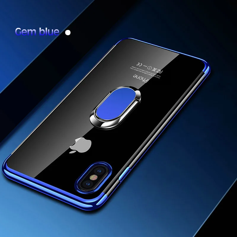 Blue Кронштейн обшивки чехол s для iPhone 7 8 6 6s Plus Магнитный Автомобильный держатель Подставка прозрачный силиконовый чехол для iPhone 11 Pro XS MAX XR X Чехол - Цвет: Blue