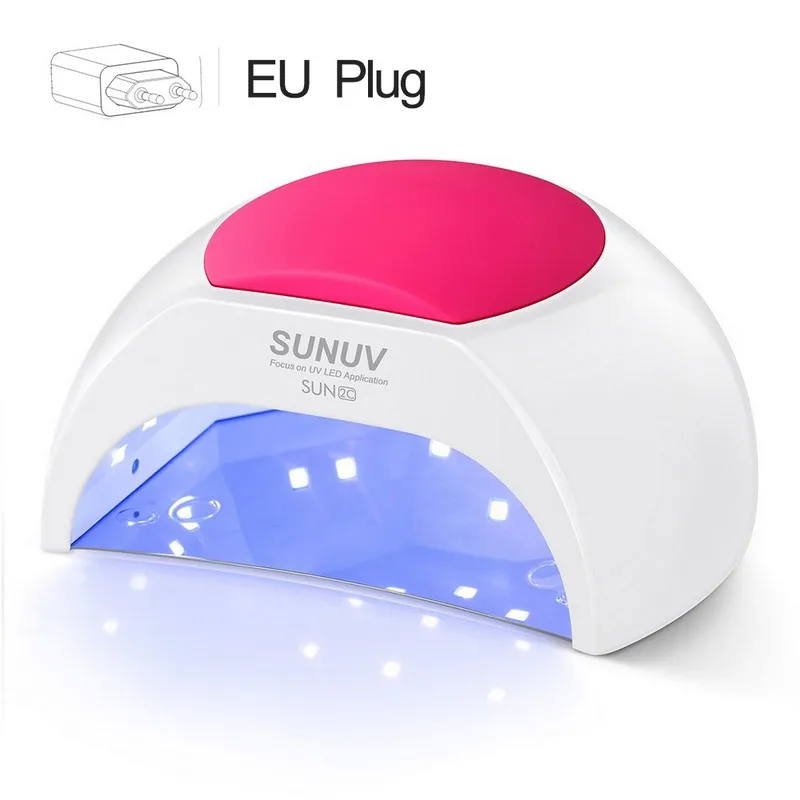 SUNUV SUN2C 48 Вт лампа для ногтей УФ лампа SUN2 Сушилка для ногтей УФ-гель для ногтей УФ-лампа с датчиком с розовой силиконовой подушечкой для салонного использования - Цвет: SUN2rose EU plug