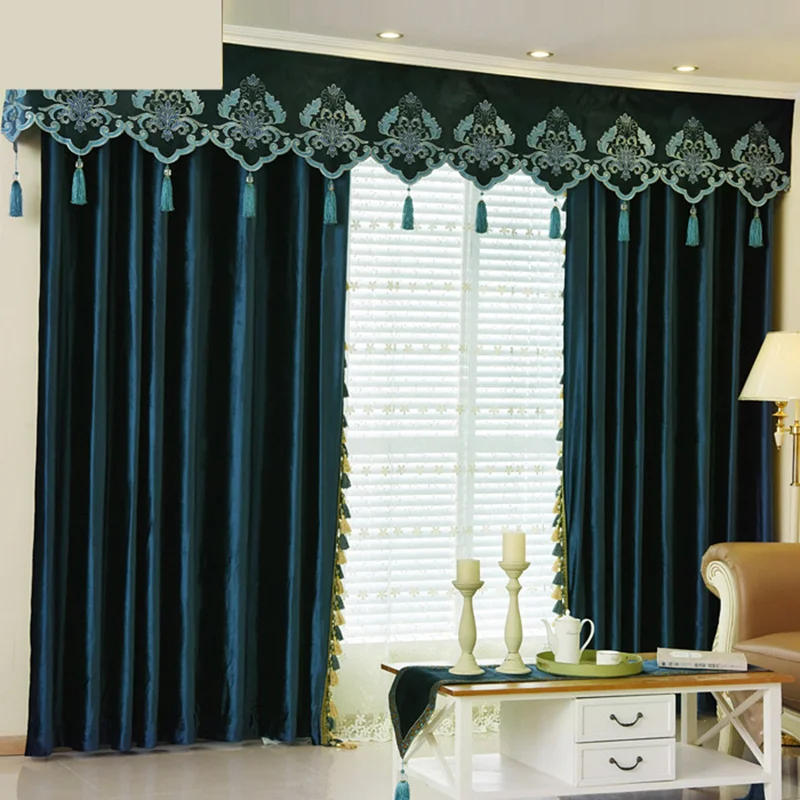 

Custom curtain simple modern Luxury European thick Italy velvet fabric solid cloth blackout curtain valance sheer tulle E910
