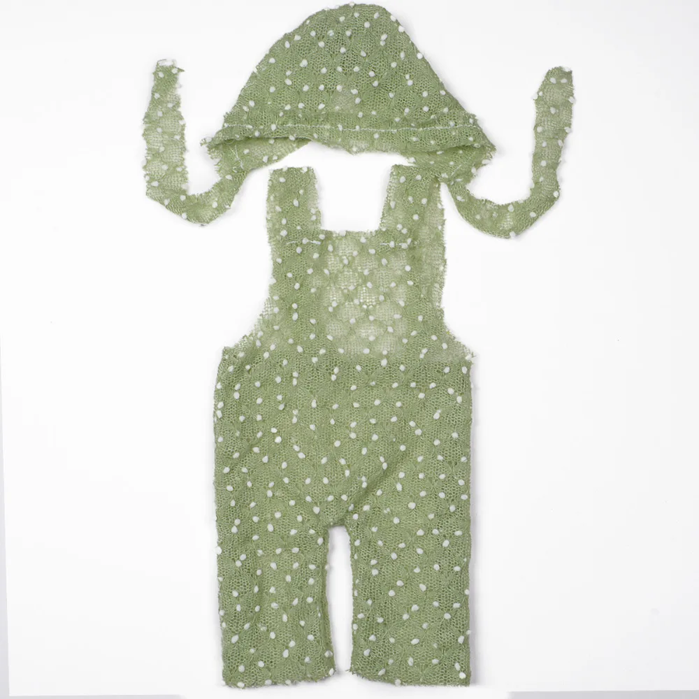 ISOCUTE 4 Pcs Newborn Photography Props Blanket Clothes Set Pebble Textured Stretch Knitted Wrap Baby Photo Hats and Overalls | Детская