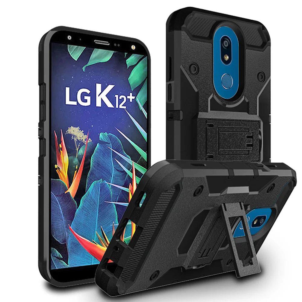 For LG K40 Armor Case Belt Clip Holster Shockproof Kickstand Cover Lg K12 + Plus model x42 | Мобильные телефоны и