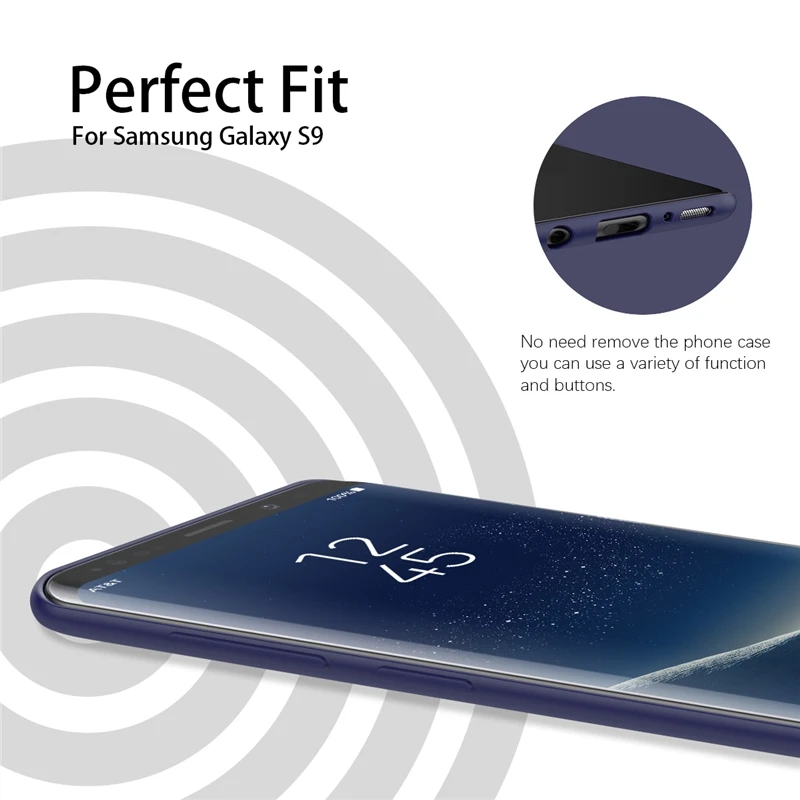 GrandEver мягкий карамельный простой чехол для Samsung Galaxy S9 plus однотонный черный