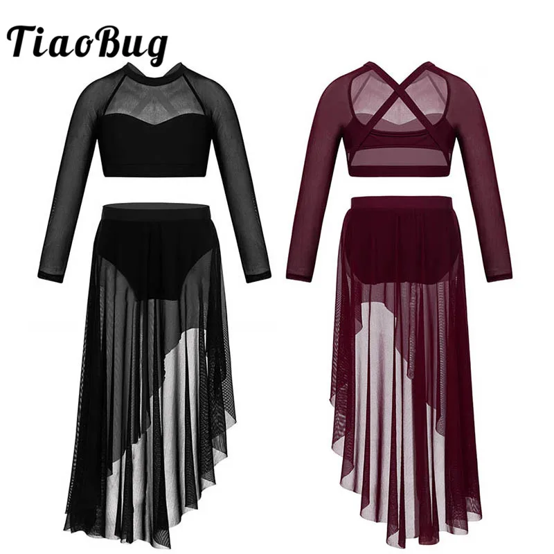 TiaoBug/детский укороченный топ с длинными рукавами для подростков балетная