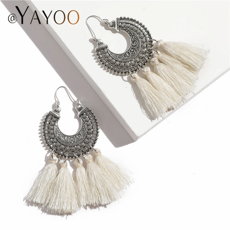 Женские богемные длинные серьги с кисточками Elow большой бахромой 2018 | Украшения и