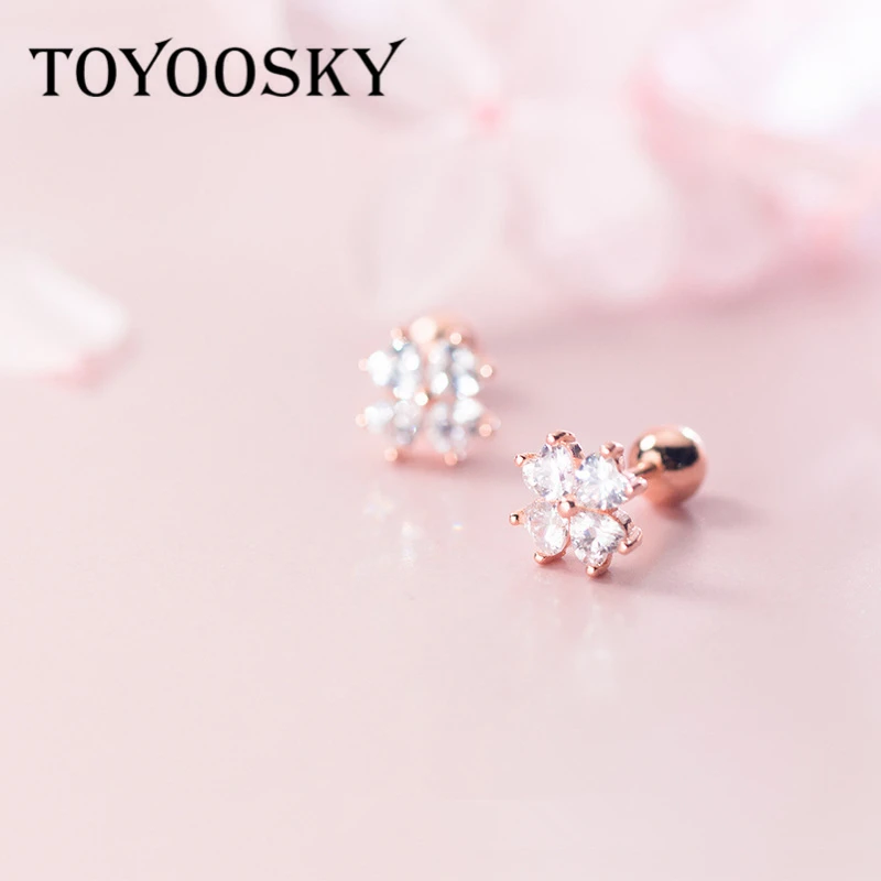 Элегантные маленькие серьги-гвоздики TOYOOSKY из стерлингового серебра 925 пробы в