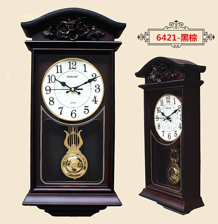 6421 black brown Европейские антикварные настенные часы для гостиной высотой 50 см, винтажные настенные часы, настенные часы, домашний декор, домашний декор, потертый шик - Цвет: 6421 black brown