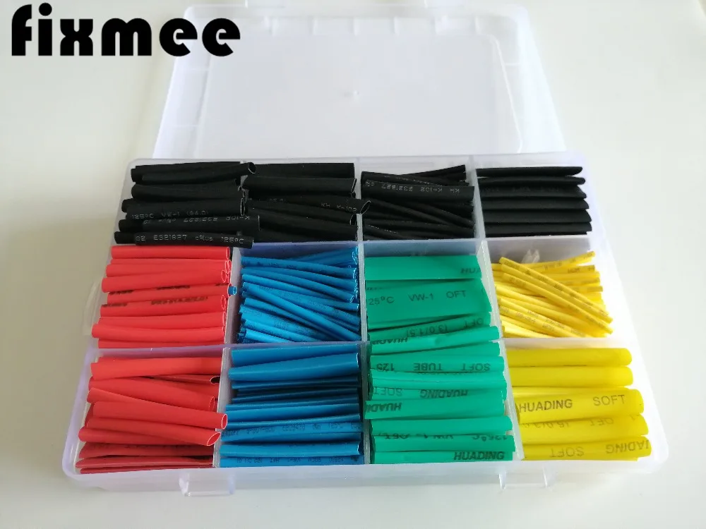 

530 Pcs 2:1 Heat Shrink Tubing Tube Sleeving Wrap Wire Kit 5 Color 8 Size w Box