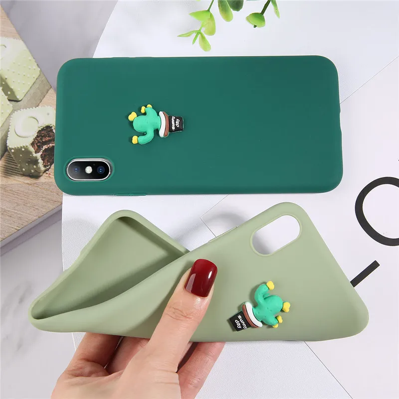 Lovebay 3D Relief Plant Soft Phone Case For iPhone X XS Max XR Green Cactus TPU Silicone Cover 8 7 6 6s Plus Capas |