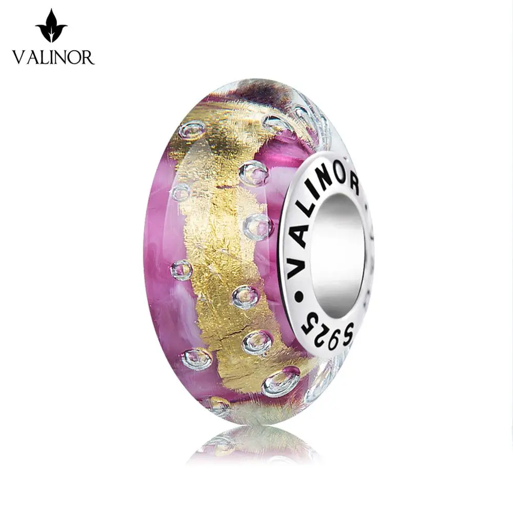 Браслет женский из серебра 925 пробы с пузырьками золотой фольги|charm 925|charm sterlingcharm