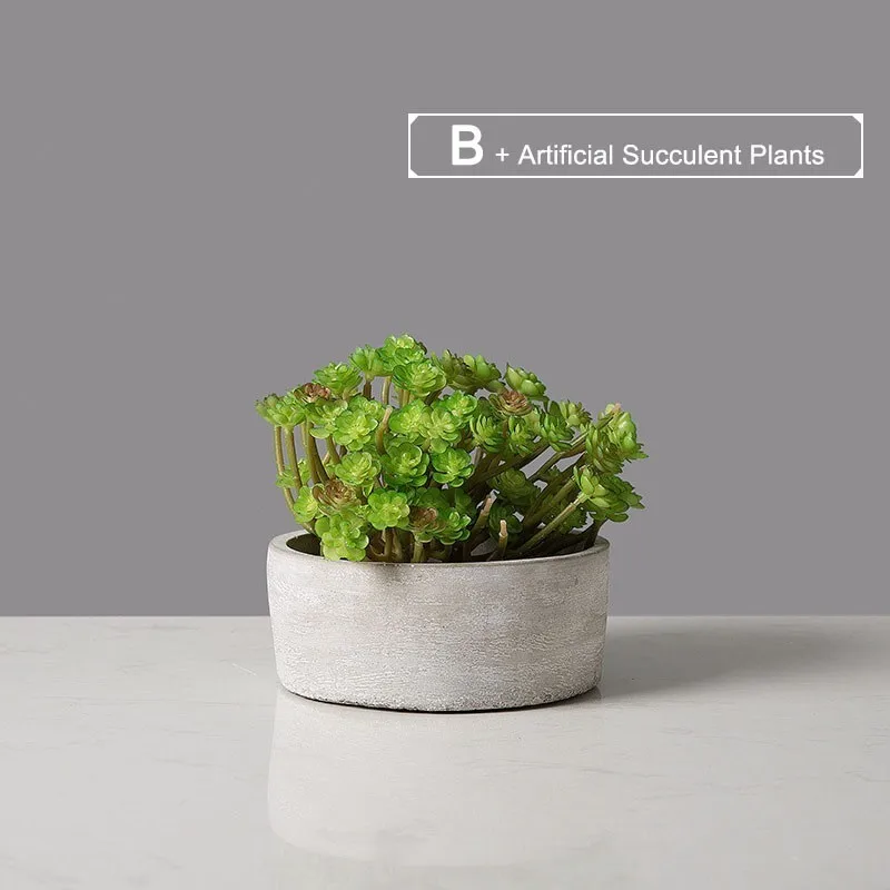 B Artificial Plants Садовый креативный цементный геометрический цветочный горшок, горшок для суккулентов, цветочный горшок для растений, настольный бонсай, горшки для украшения дома - Цвет: B Artificial Plants