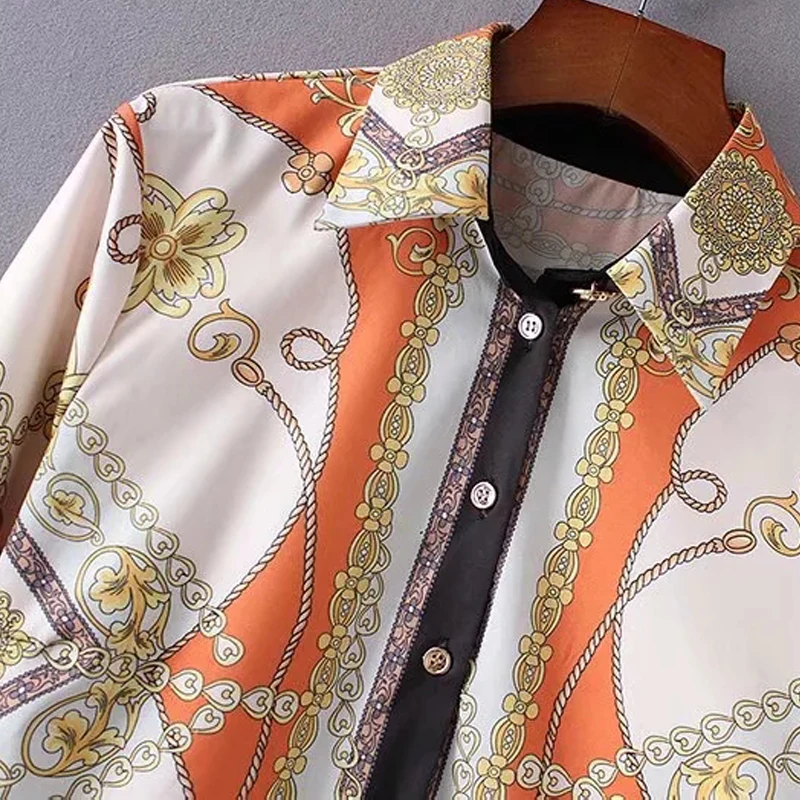 Винтажное платье-рубашка с цветочным принтом boho осеннее платье длинным рукавом