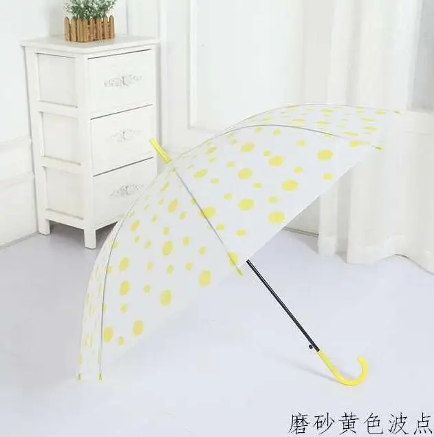 50PCS Sunny Rainny Transparent Multicolor Dot Printed Umbrellas Clear PVC Long Handle Rainproof | Дом и сад