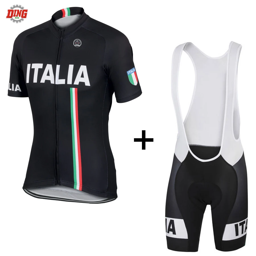Итальянская брендовая команда ITALIA черный комплект для велоспорта ropa Ciclismo для мужчин с коротким рукавом велосипедная одежда Комплект Джерси комбинезон шорты волосипедный костюм