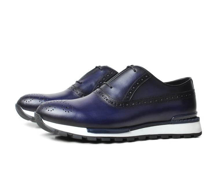 Dark Blue VIKEDUO/Новые летние мужские кроссовки из натуральной кожи; Мужские броги; повседневная обувь для вождения; спортивная обувь; Лидер продаж; Zapatos de Hombre - Цвет: Dark Blue